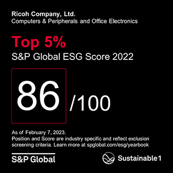 Ricoh im Sustainability Yearbook 2023 von S&P Global aufgenommen.