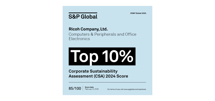 Ricoh im Sustainability Yearbook 2025 von S&P Global aufgenommen